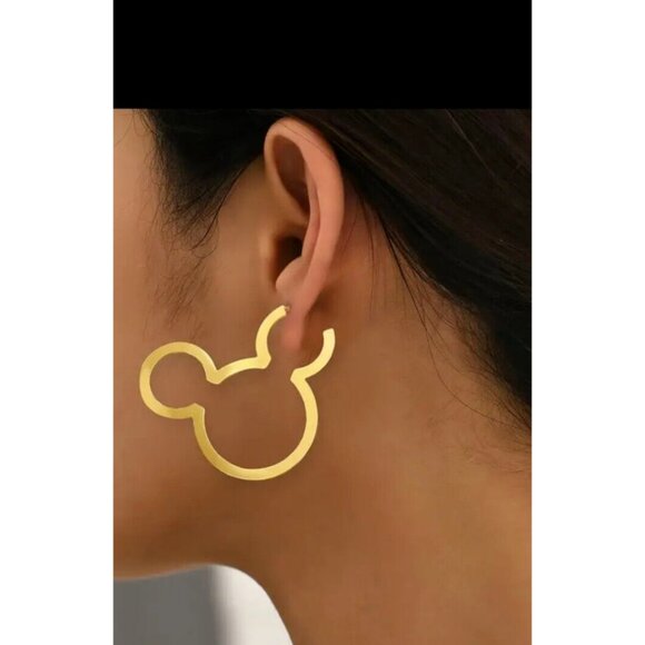GOLD Outlined Disney MICKEY MOUSE Open-Ear Earrings - Picture 2 of 5